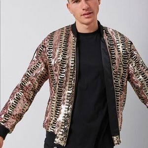 Forever 21 Mens Black/Pink Casual Zip-Up Jacket (Size XL)